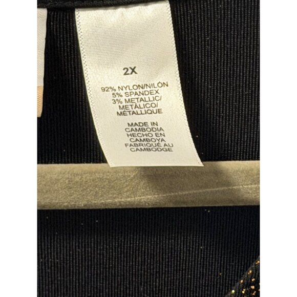 Alfred Dunner Womens Metallic Patchwork Top Sz 2X Blouse - Picture 4 of 12